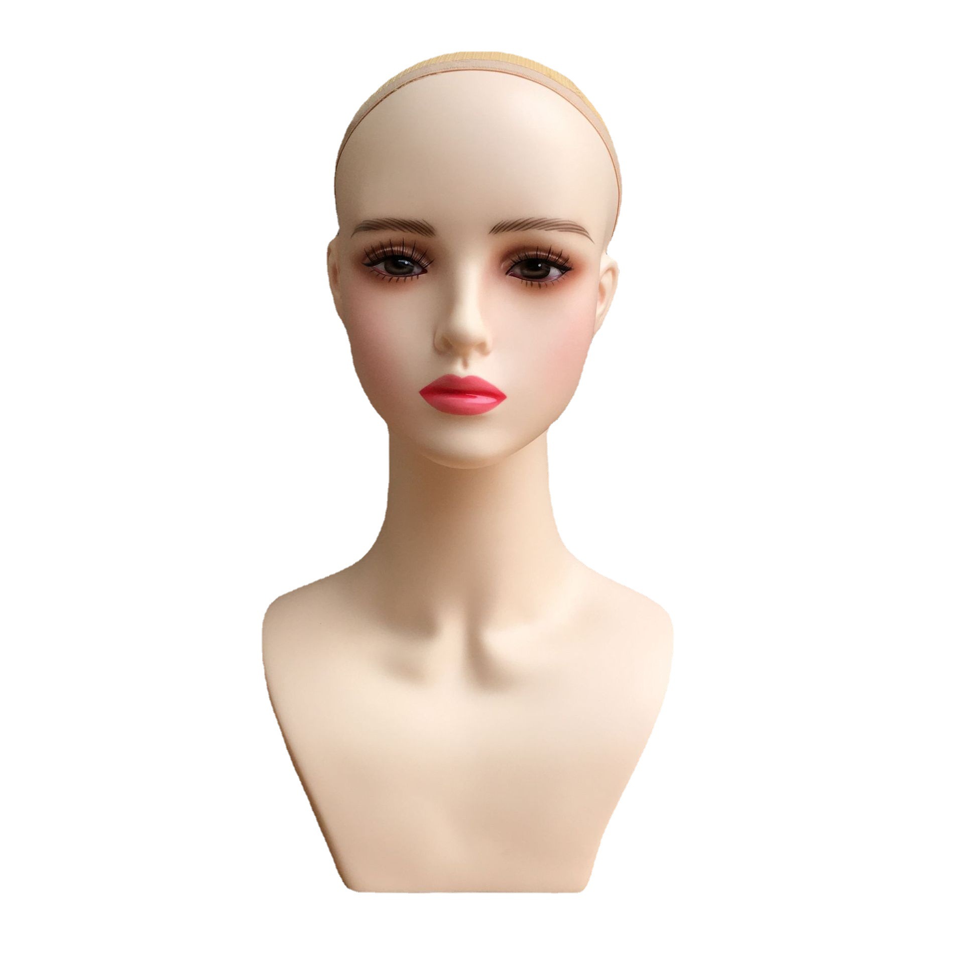 Make Up Realistic Female Wholesale Display PP plastic Mannequins Head without shoulder