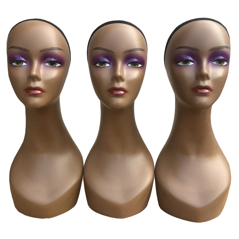 Make Up Realistic Female Wholesale Display PP plastic Mannequins Head without shoulder