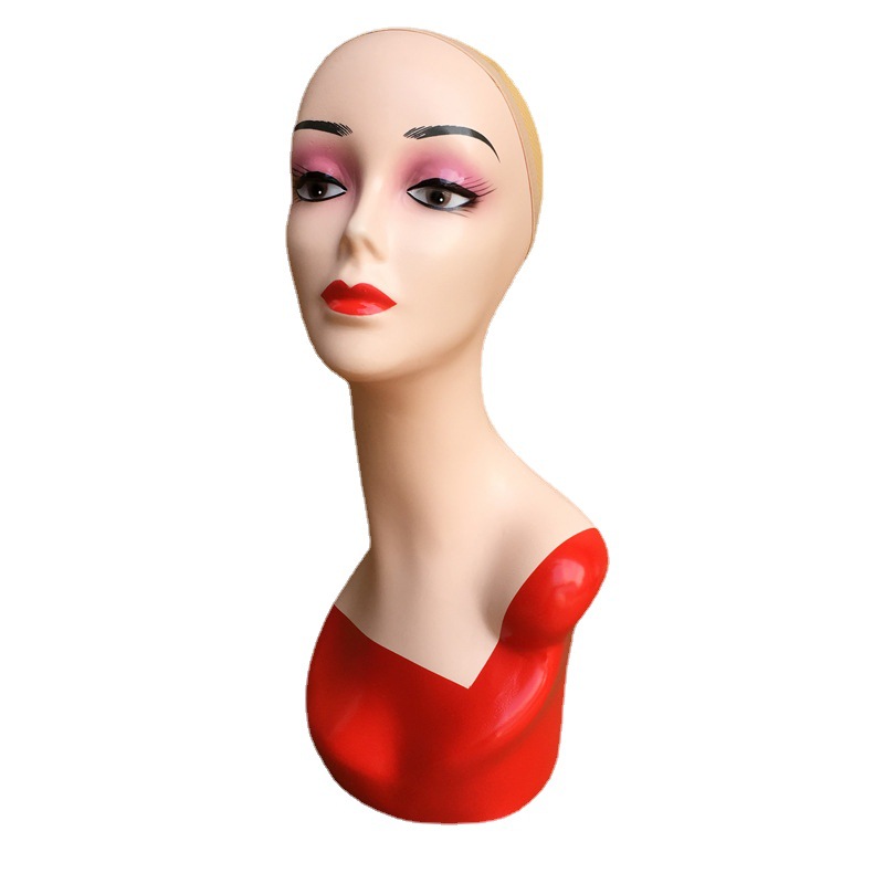 Make Up Realistic Female Wholesale Display PP plastic Mannequins Head without shoulder