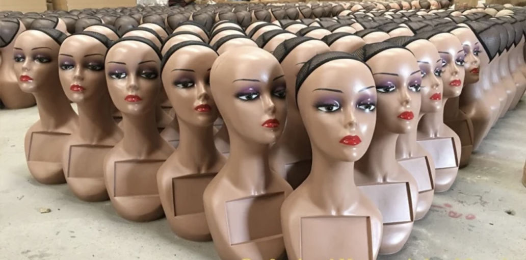 Make Up Realistic Female Wholesale Display PP plastic Mannequins Head without shoulder