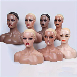 Cabeça de manequim feminina realista de plástico para perucas de exibição cabeça com ombro