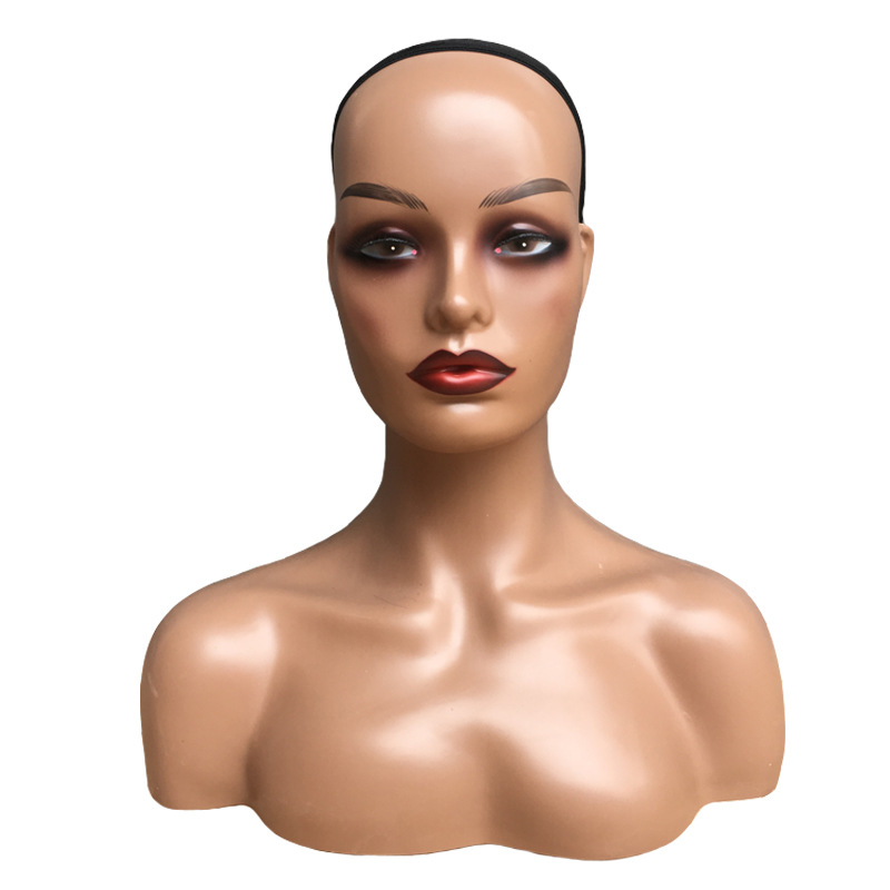 Plastic Realistic Female Mannequin Head For Display Wigs head with shoulder