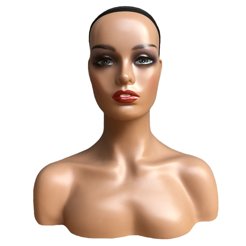 Plastic Realistic Female Mannequin Head For Display Wigs head with shoulder