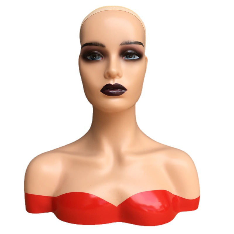 Plastic Realistic Female Mannequin Head For Display Wigs head with shoulder