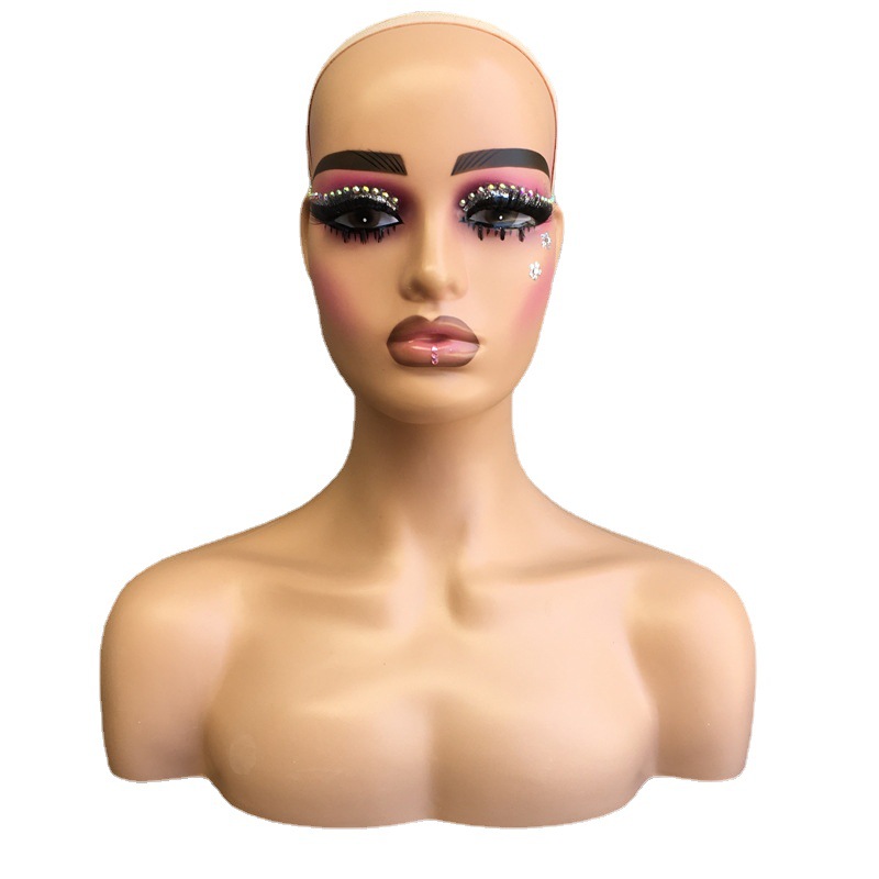 Plastic Realistic Female Mannequin Head For Display Wigs head with shoulder