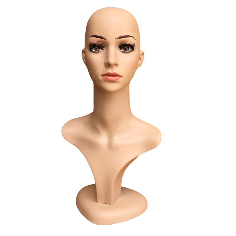 Plastic Realistic Female Mannequin Head For Display Wigs head with shoulder