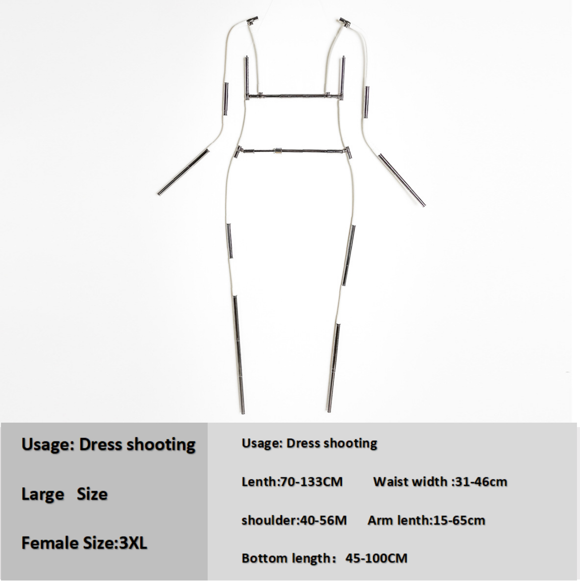 Clothing Display racks with adjustable Metal parts for invisibility shooting dress