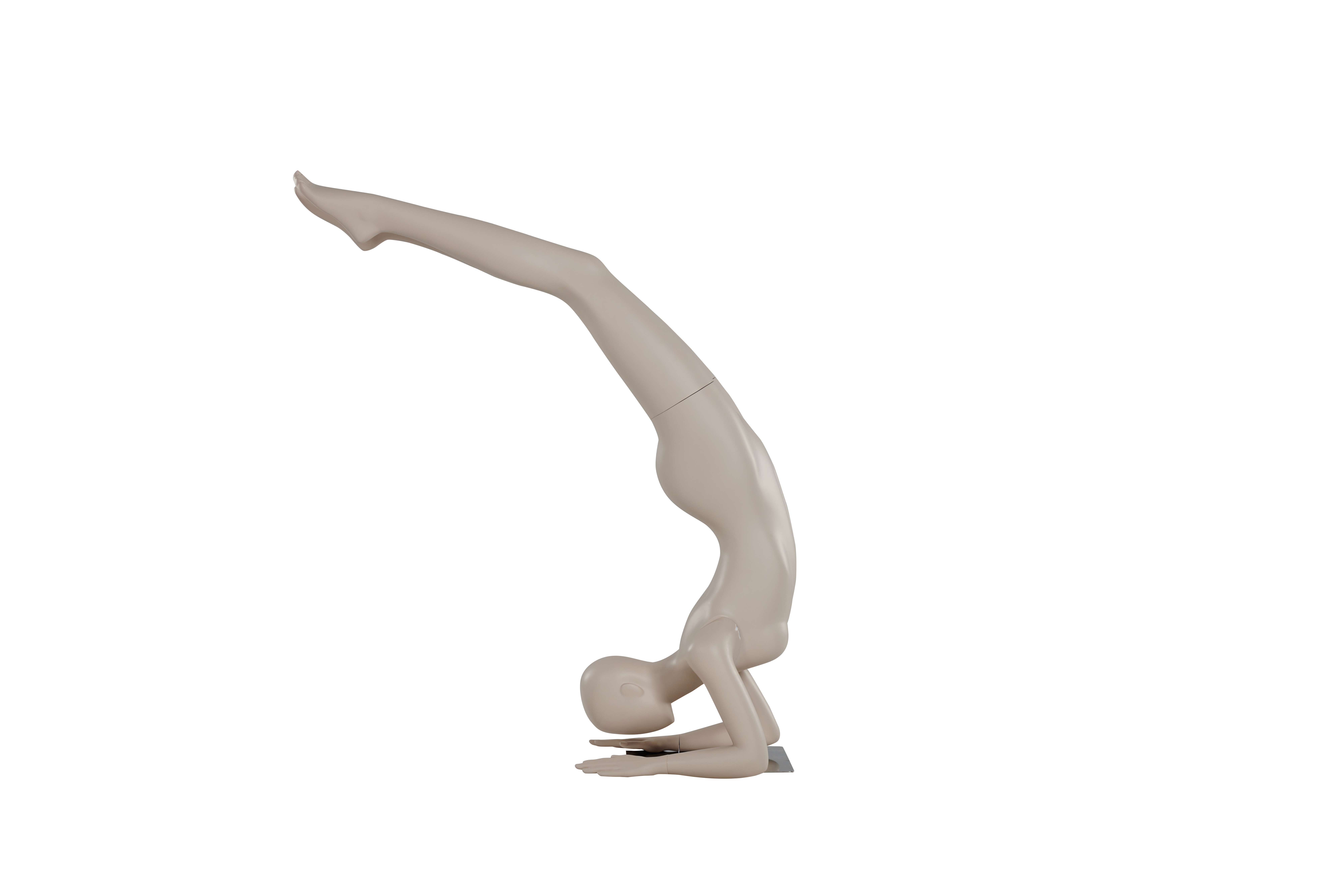 Maniquí femenino en pose de escorpión de yoga