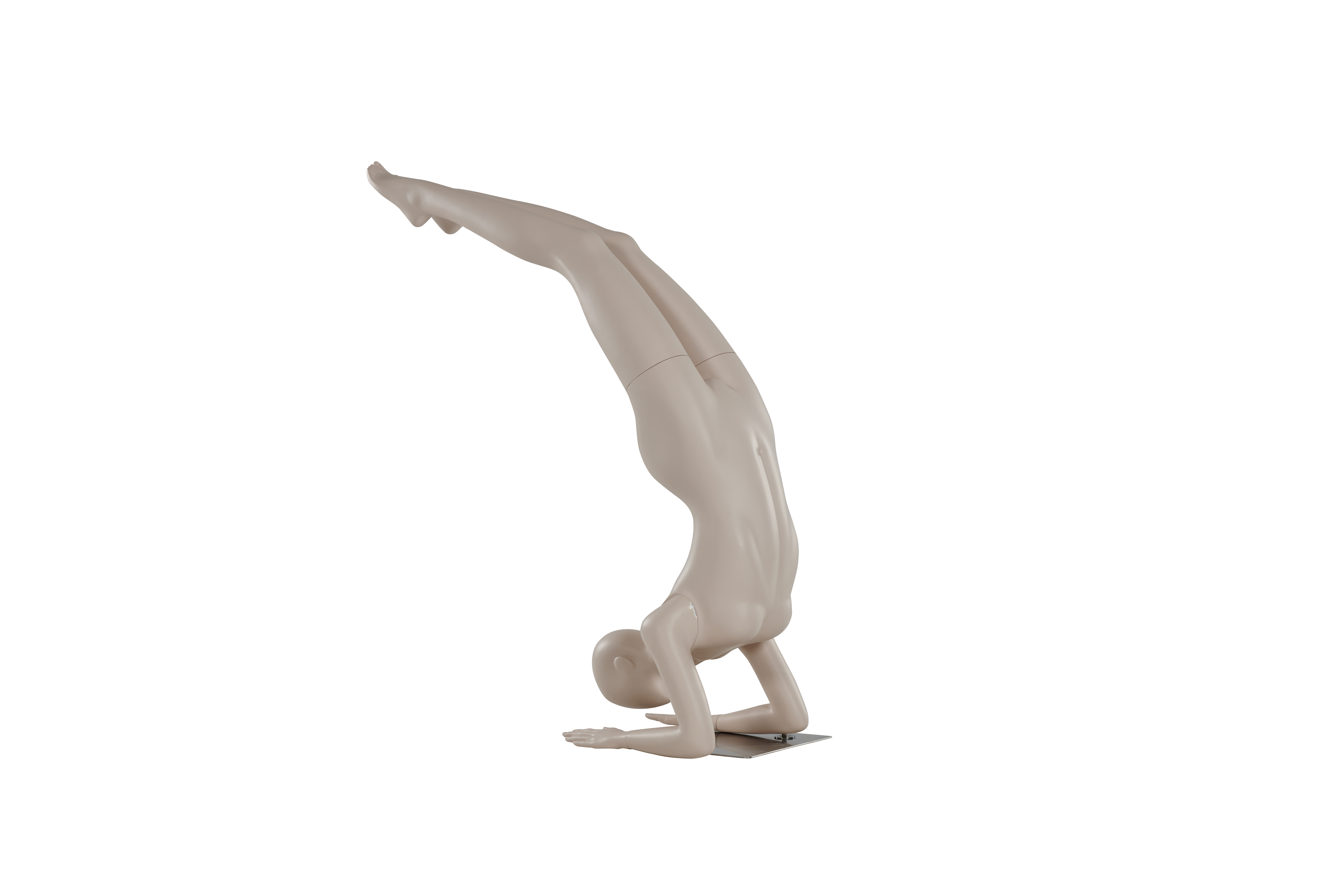 Maniquí femenino en pose de escorpión de yoga