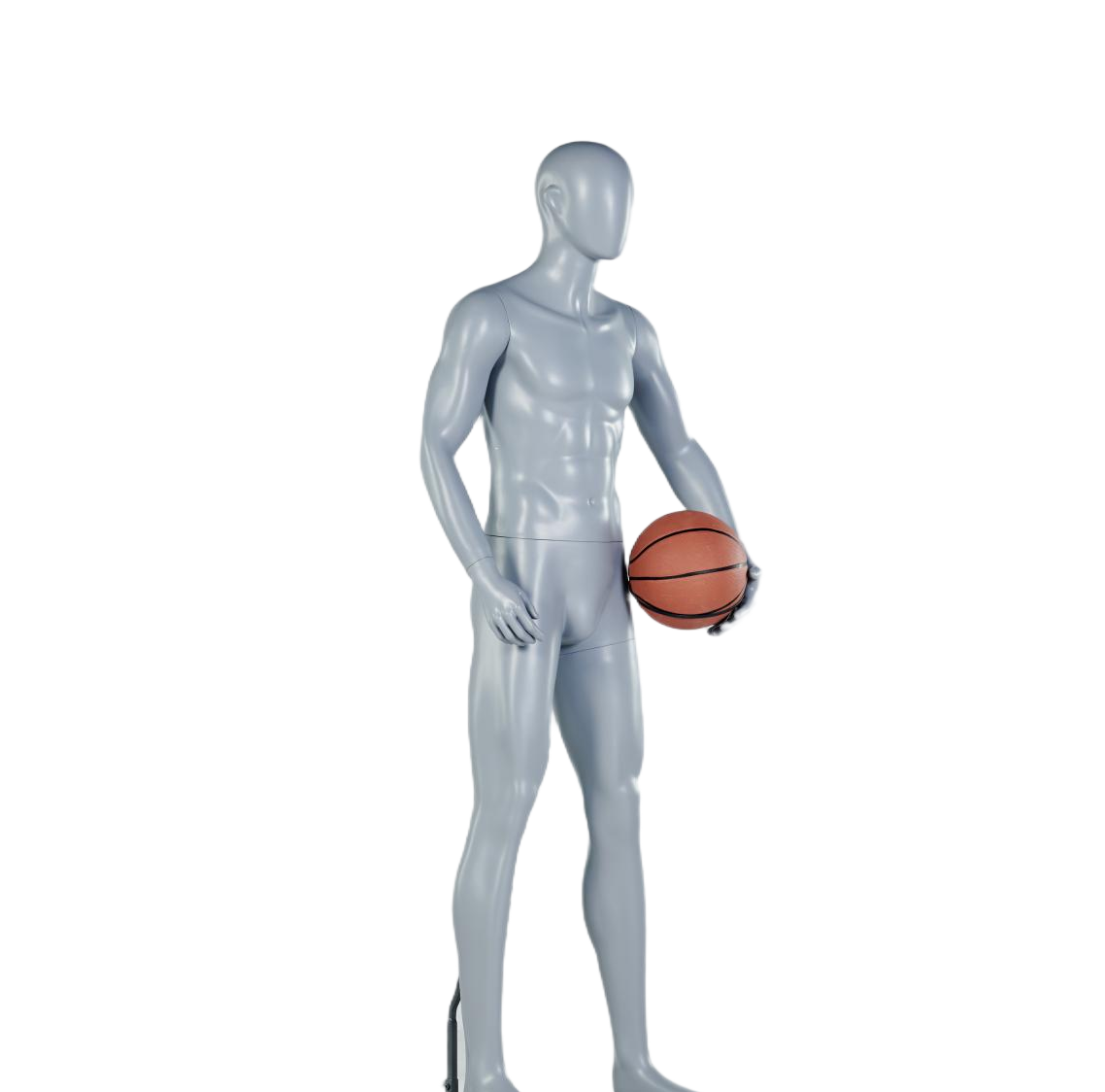 Manichino maschile che tiene in mano un pallone da basket