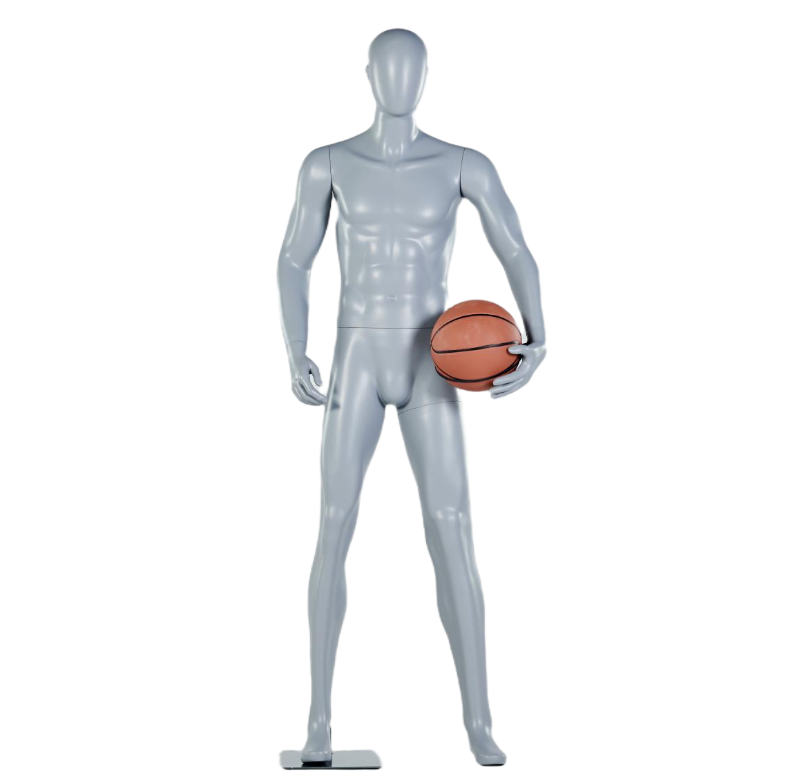 Manichino maschile che tiene in mano un pallone da basket