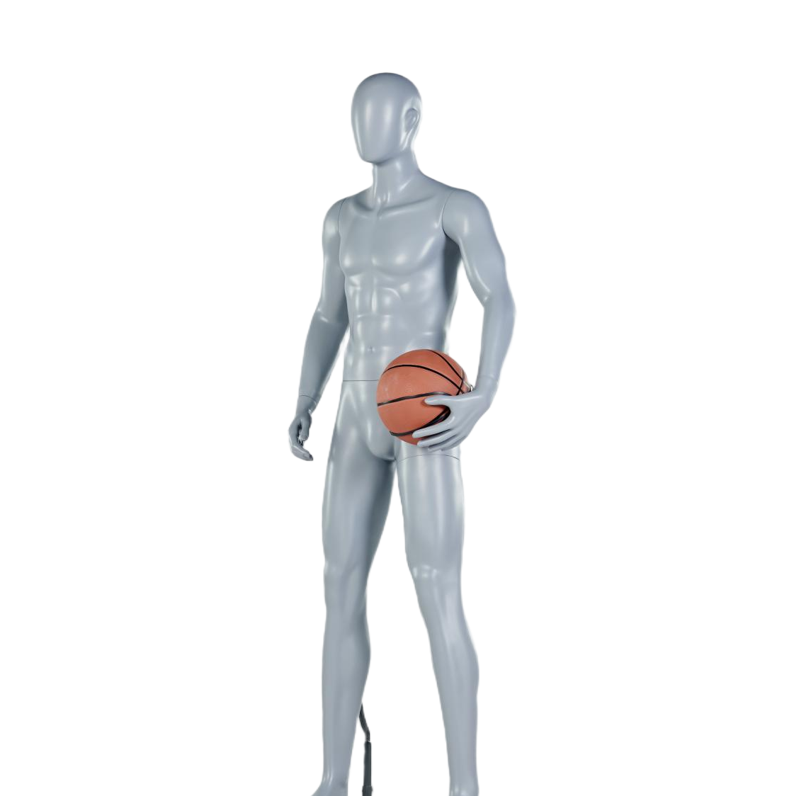 Manichino maschile che tiene in mano un pallone da basket