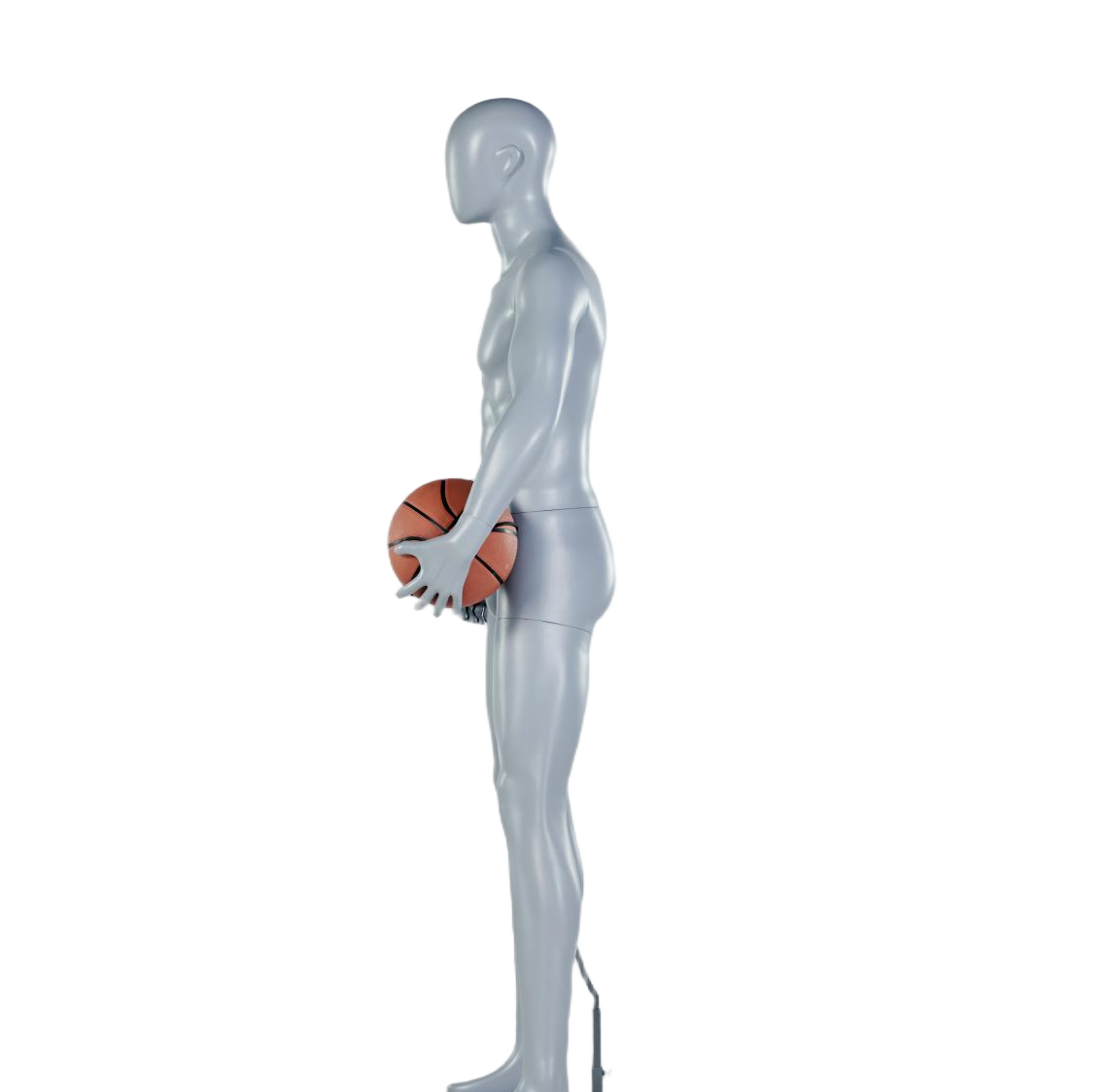 Manichino maschile che tiene in mano un pallone da basket