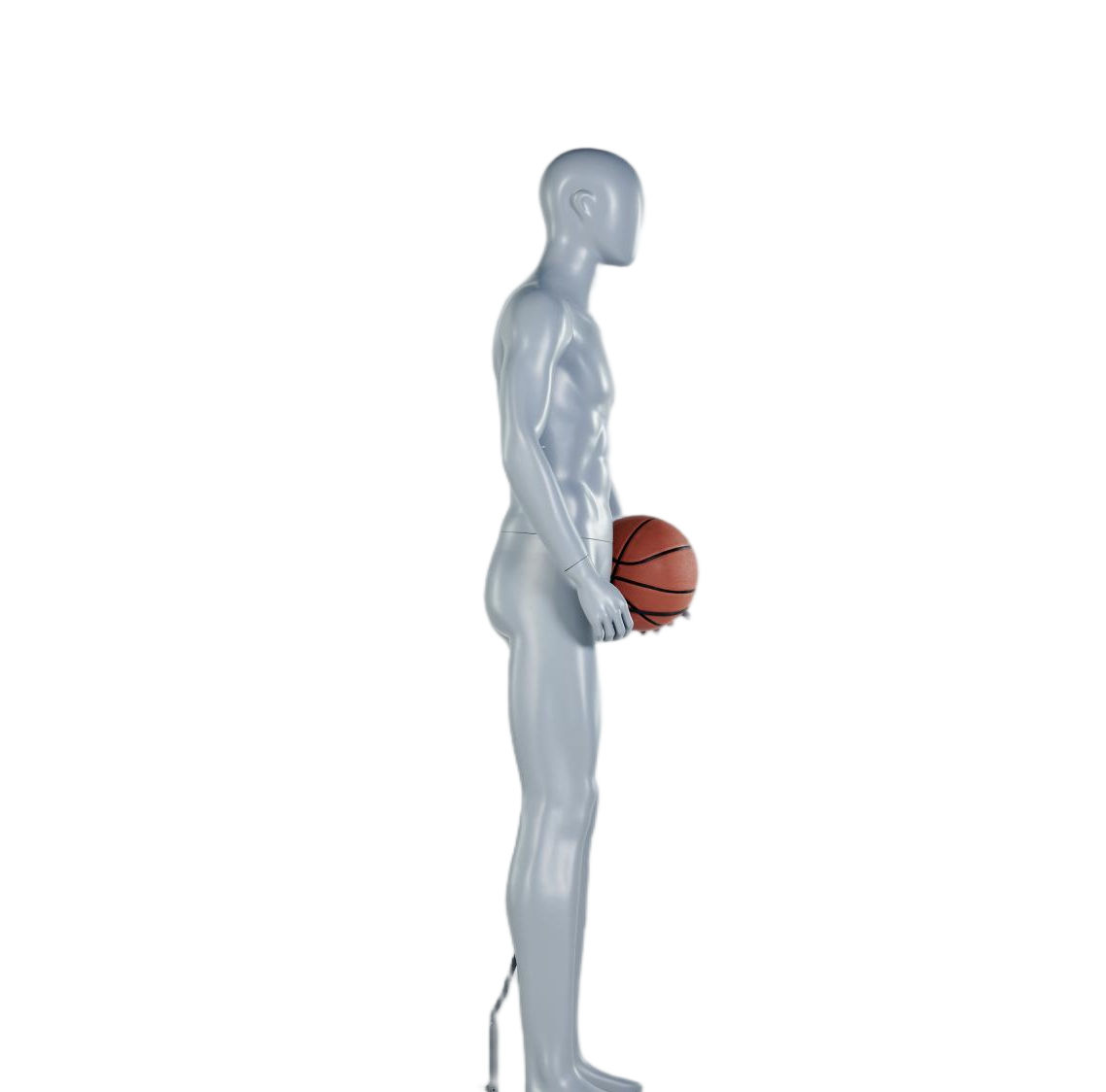 Manichino maschile che tiene in mano un pallone da basket