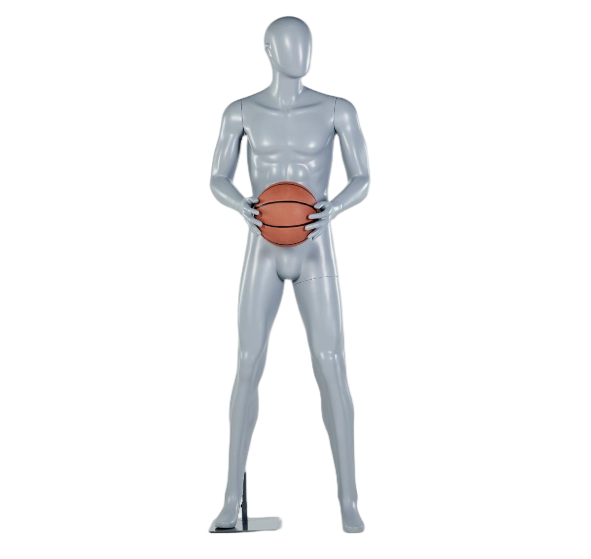 Manequim masculino segurando basquete