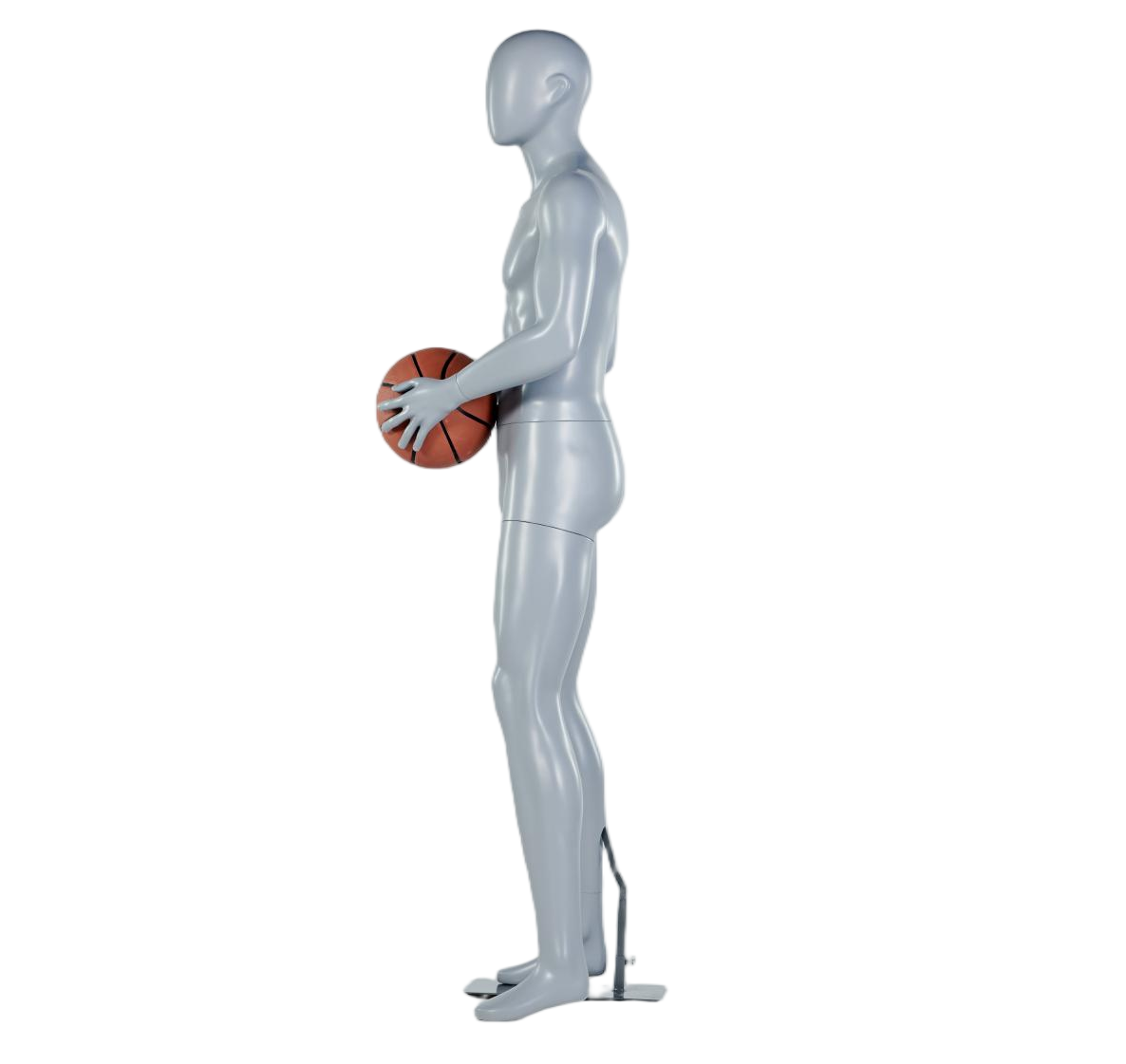 Manequim masculino segurando basquete