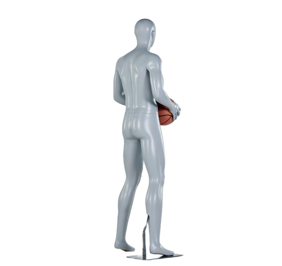 Manequim masculino segurando basquete