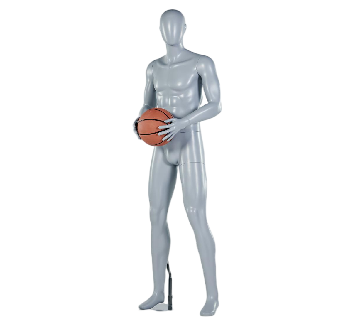 Manequim masculino segurando basquete