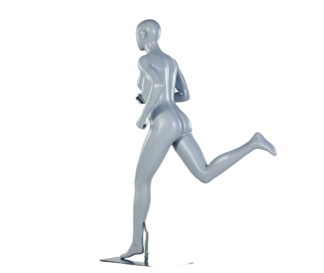 Maniquí femenino en pose de carrera