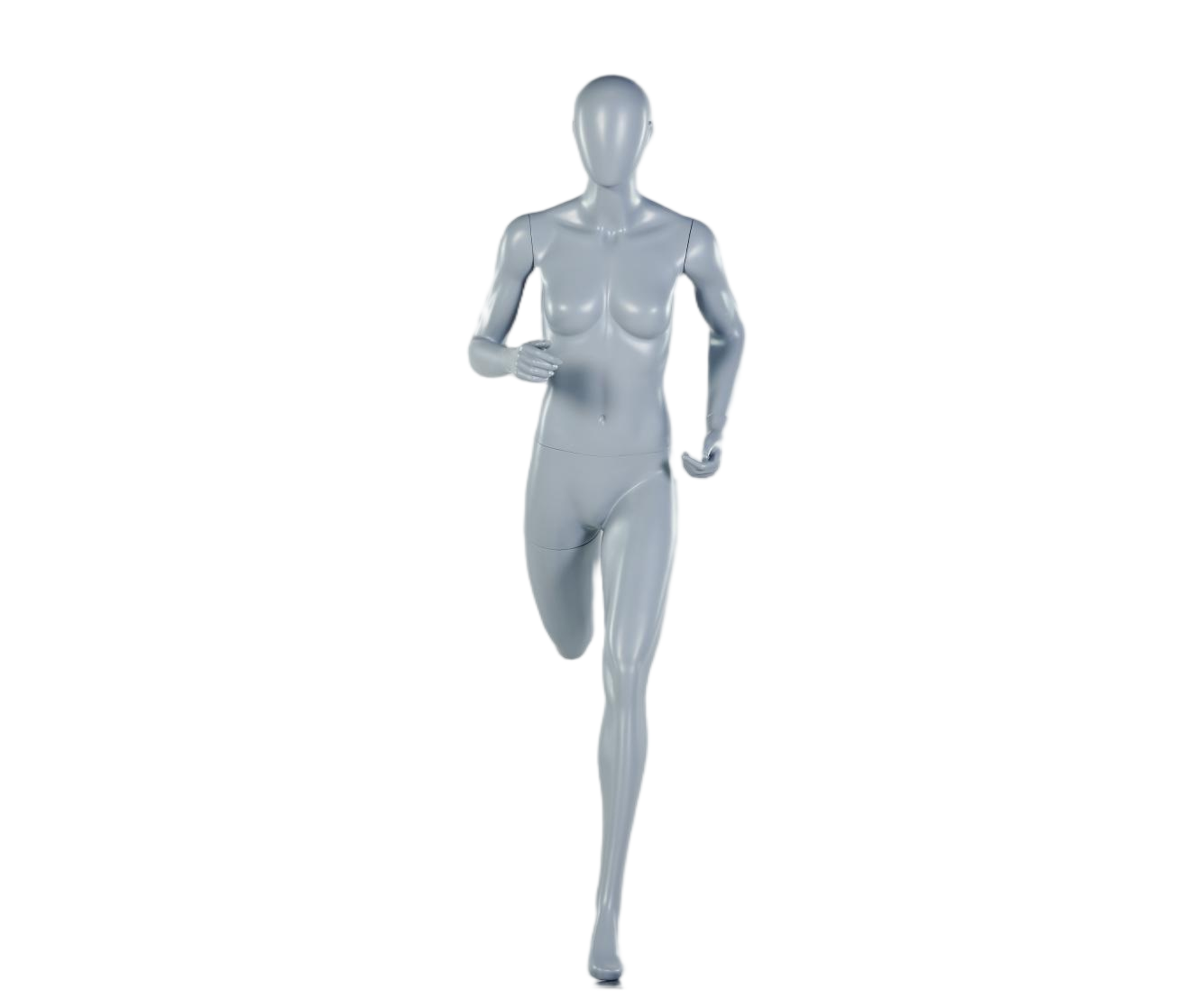 Maniquí femenino en pose de carrera