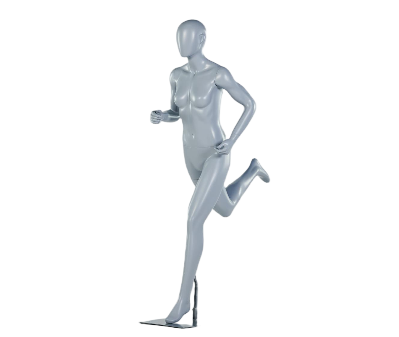 Maniquí femenino en pose de carrera