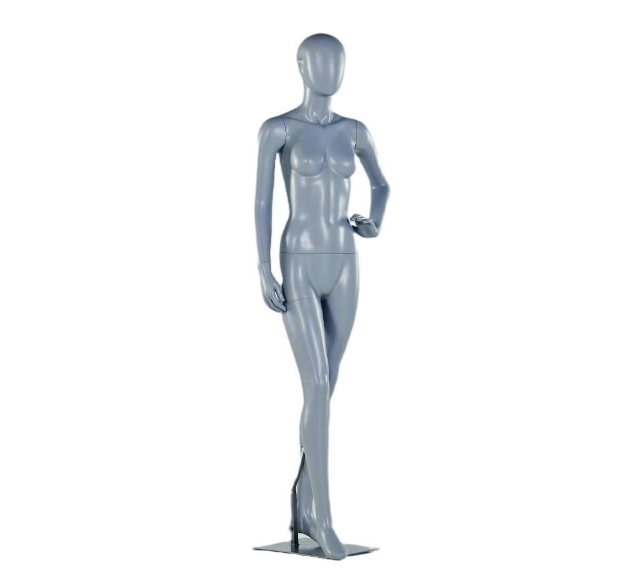 Maniquí femenino de entrenamiento con las manos en las caderas