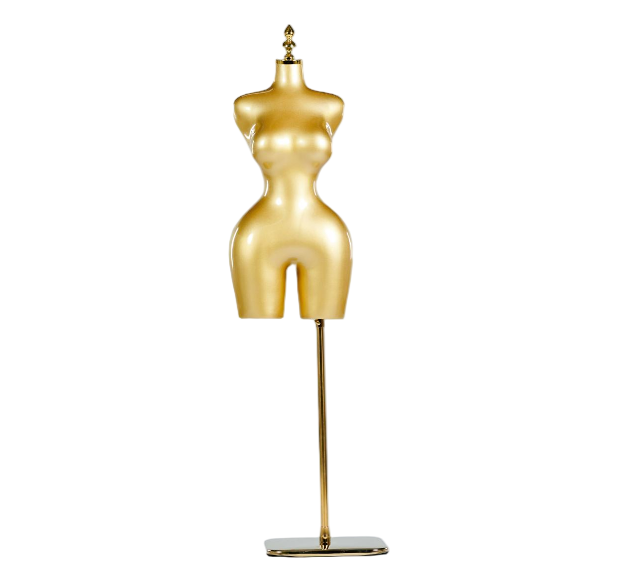Maniquí femenino de medio cuerpo dorado para exhibición