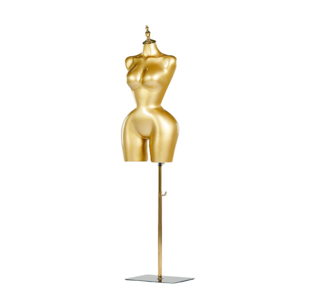 Maniquí femenino de medio cuerpo dorado para exhibición