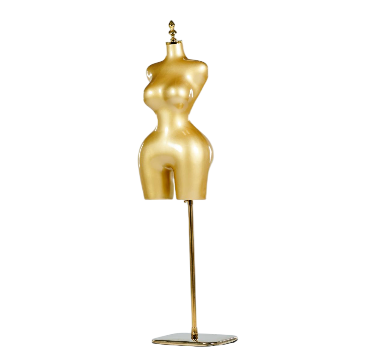 Maniquí femenino de medio cuerpo dorado para exhibición
