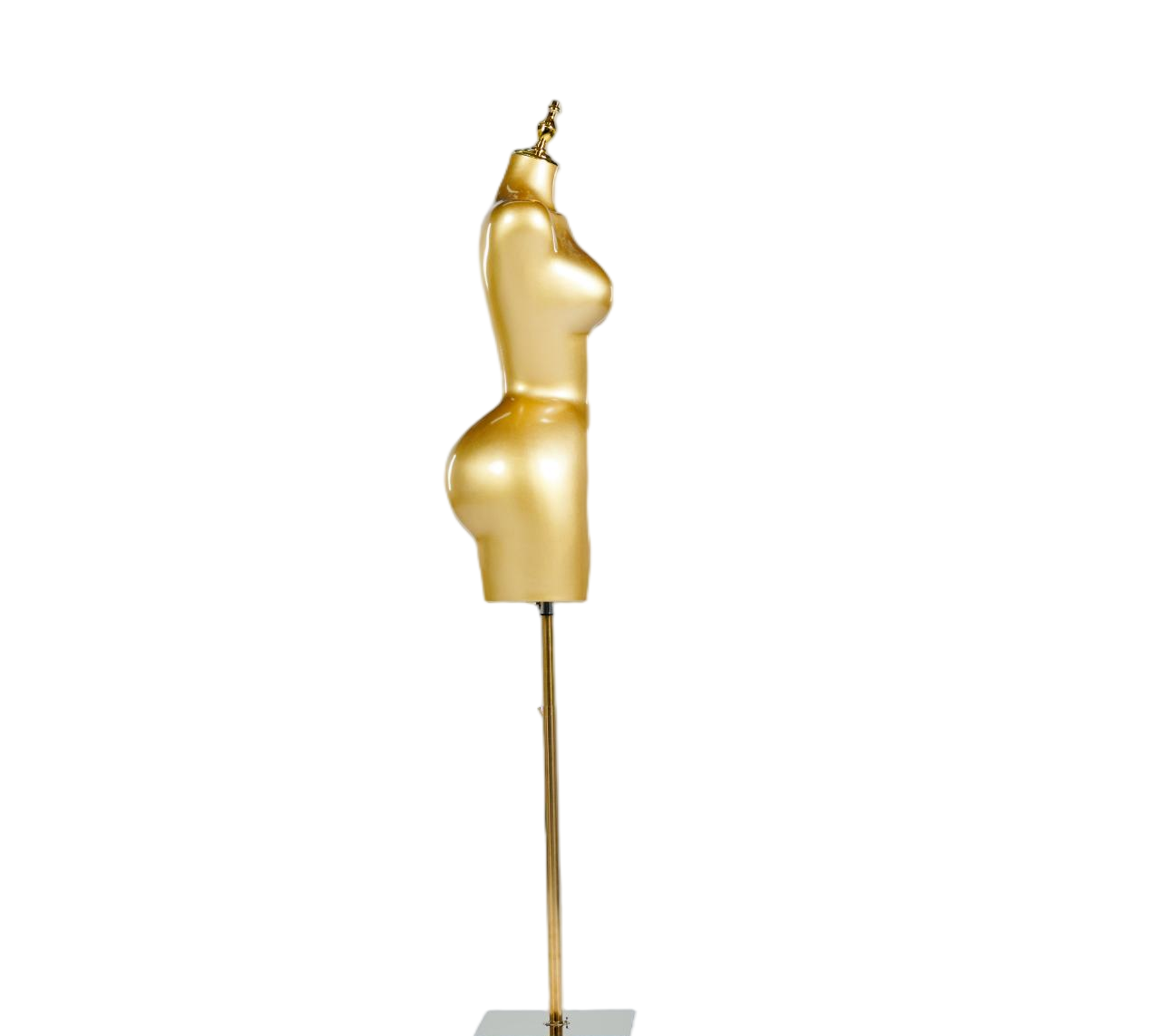Maniquí femenino de medio cuerpo dorado para exhibición