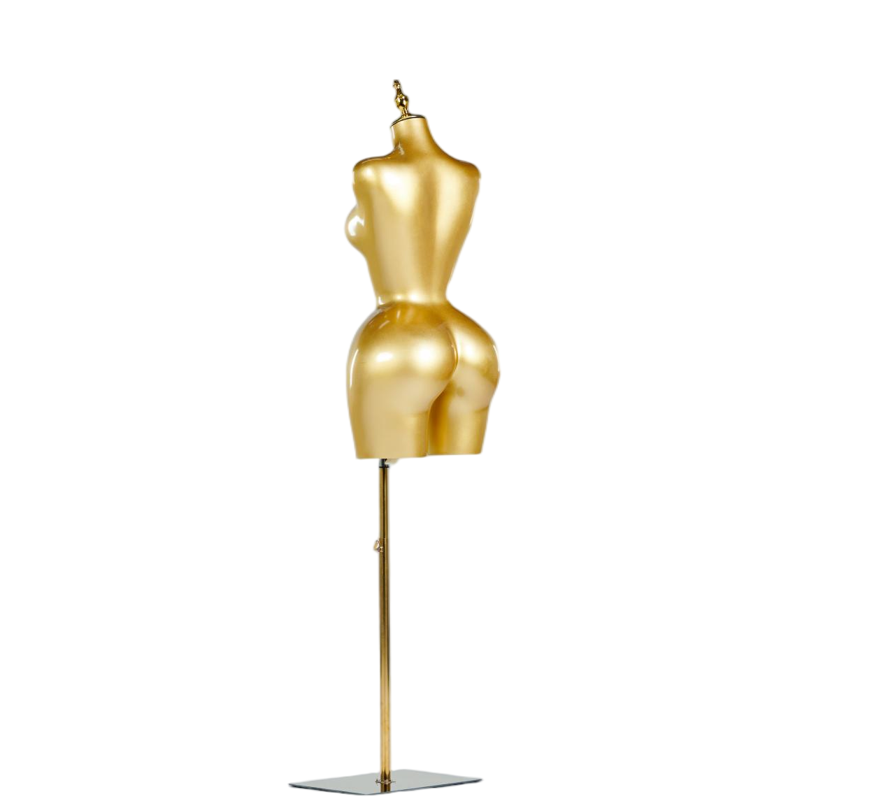 Maniquí femenino de medio cuerpo dorado para exhibición