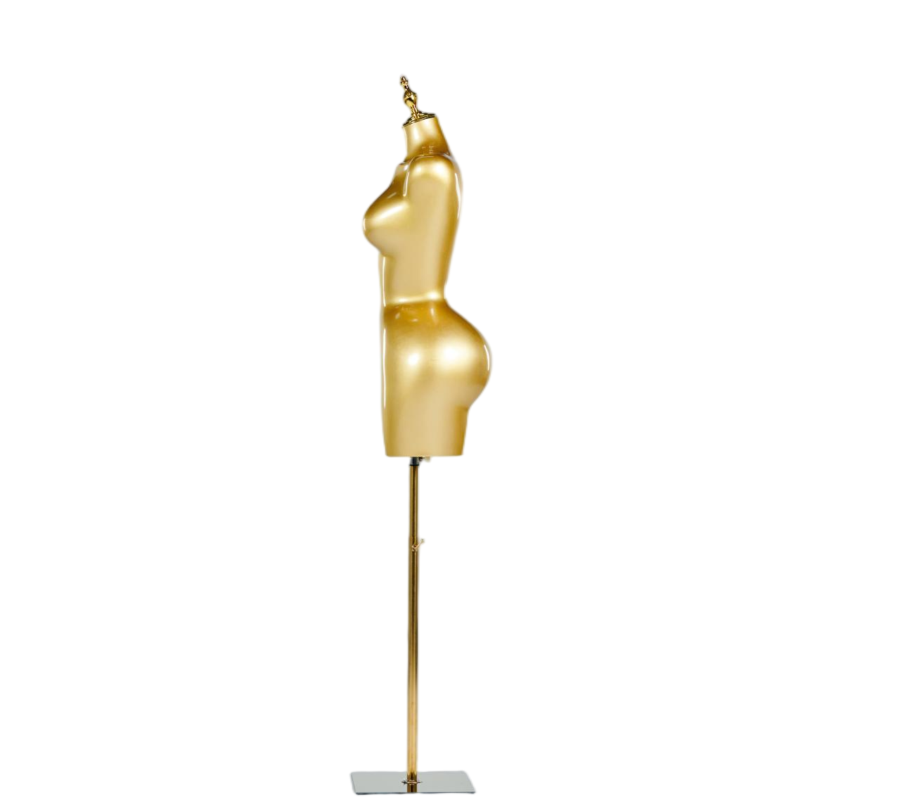 Maniquí femenino de medio cuerpo dorado para exhibición