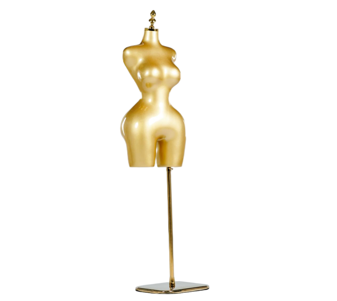 Maniquí femenino de medio cuerpo dorado para exhibición