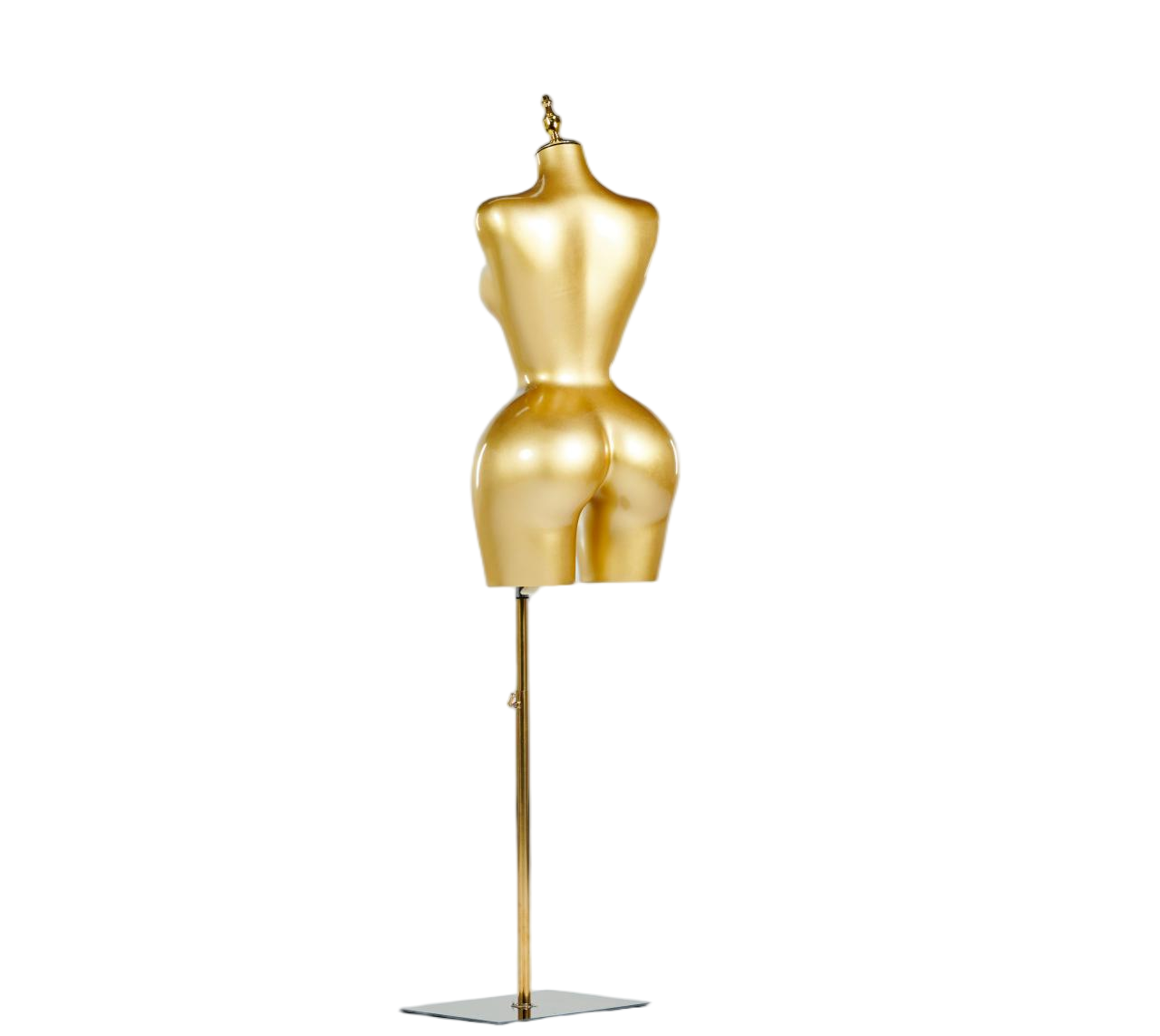Maniquí femenino de medio cuerpo dorado para exhibición