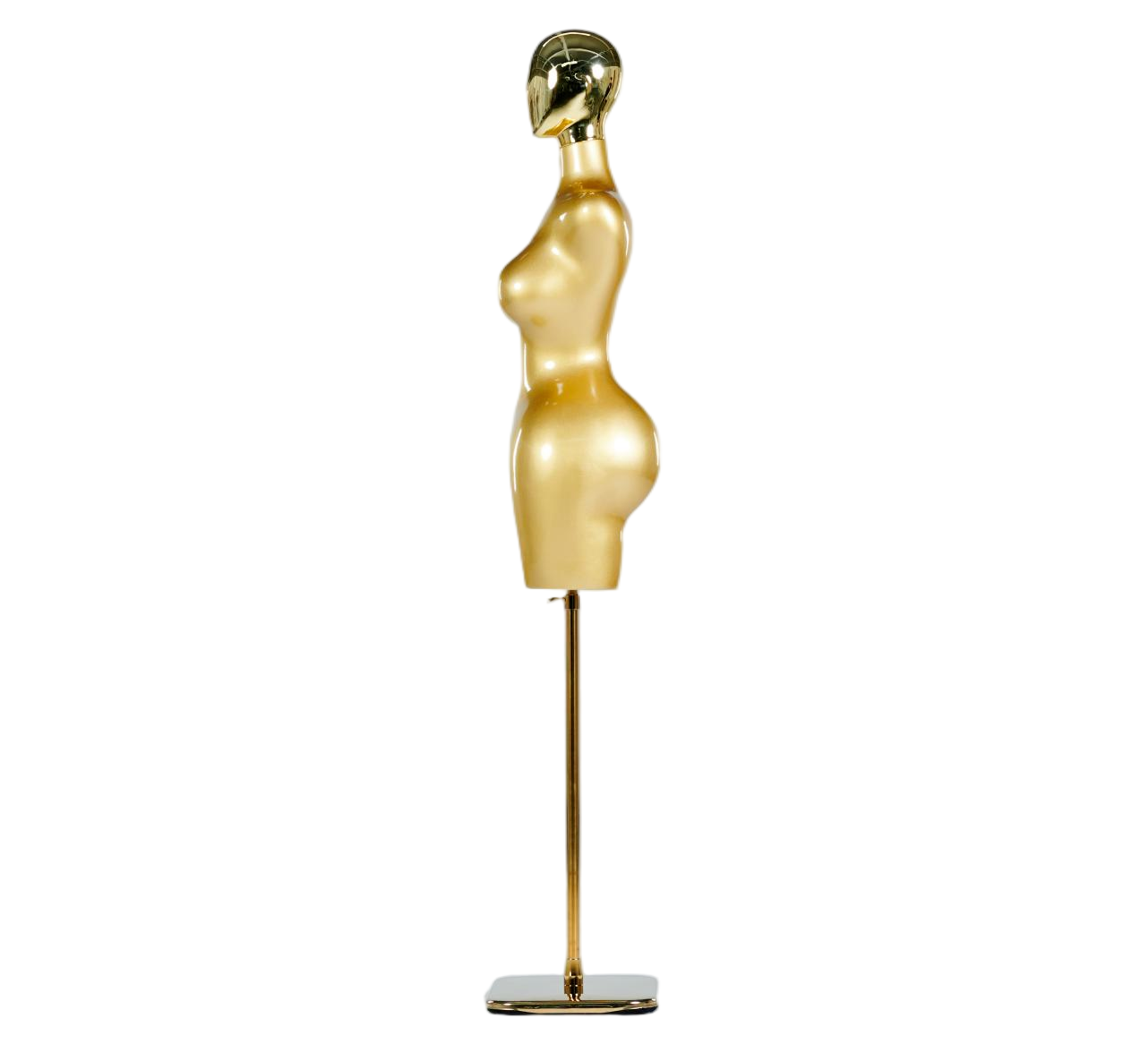 Mannequin de présentation demi-corps féminin doré avec tête