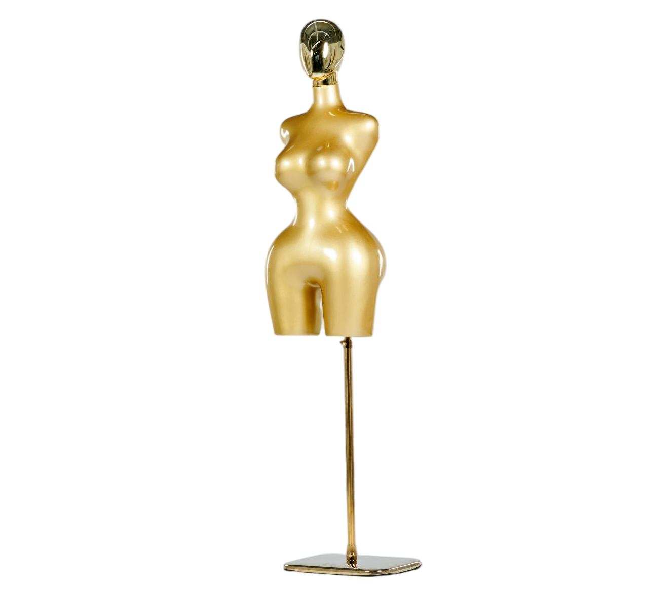 Mannequin de présentation demi-corps féminin doré avec tête