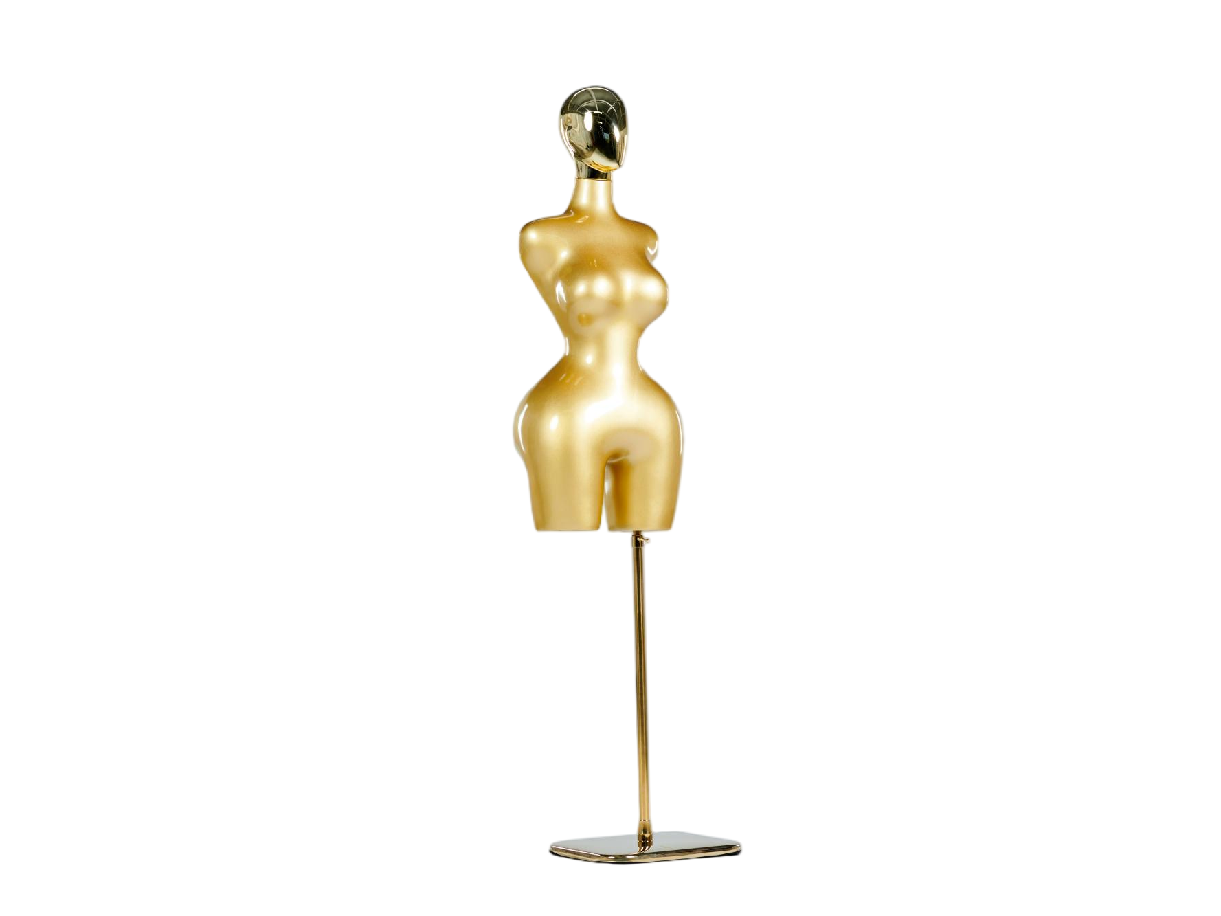 Mannequin de présentation demi-corps féminin doré avec tête