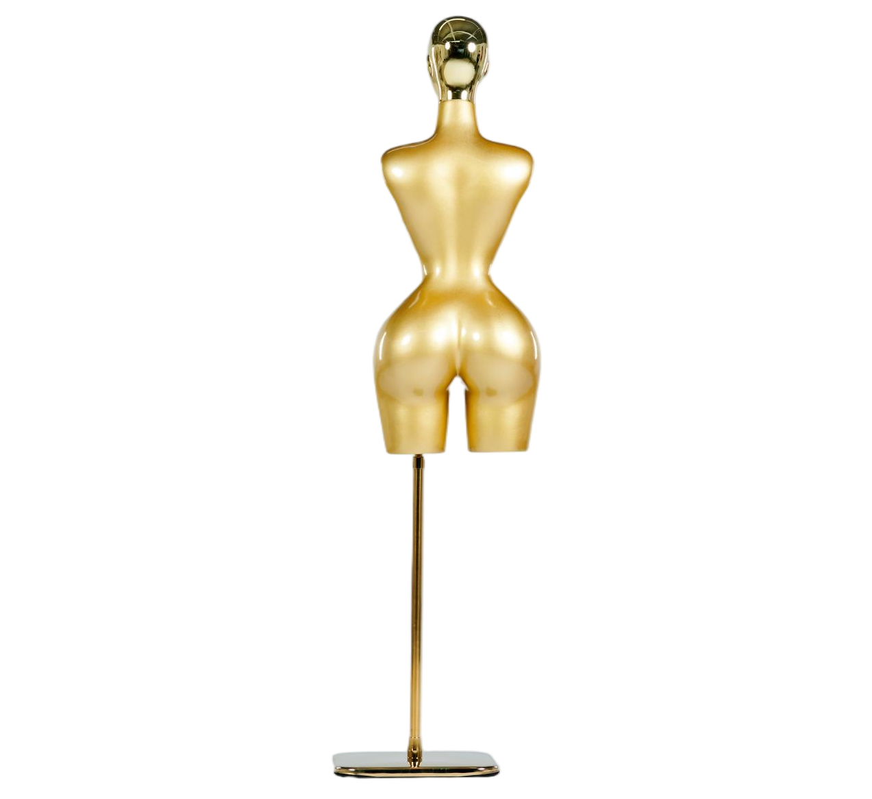 Mannequin de présentation demi-corps féminin doré avec tête