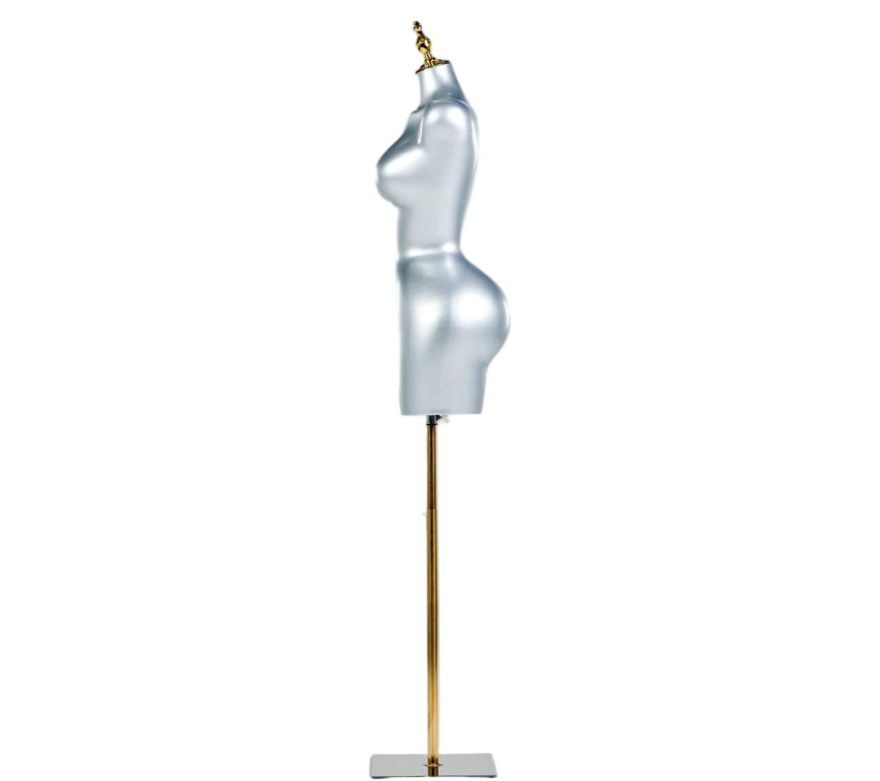 Manequim feminino prateado de meio corpo