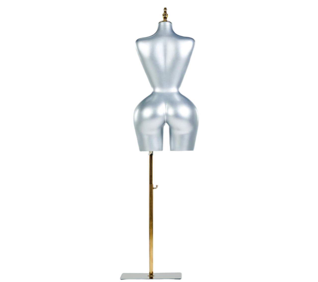 Manequim feminino prateado de meio corpo