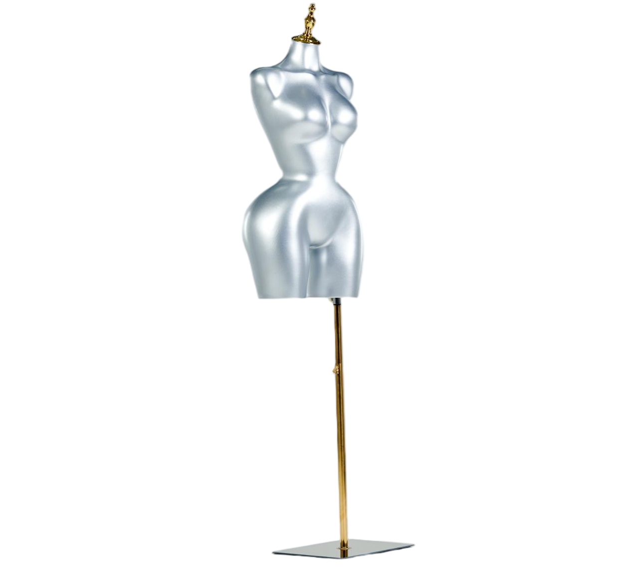 Manequim feminino prateado de meio corpo