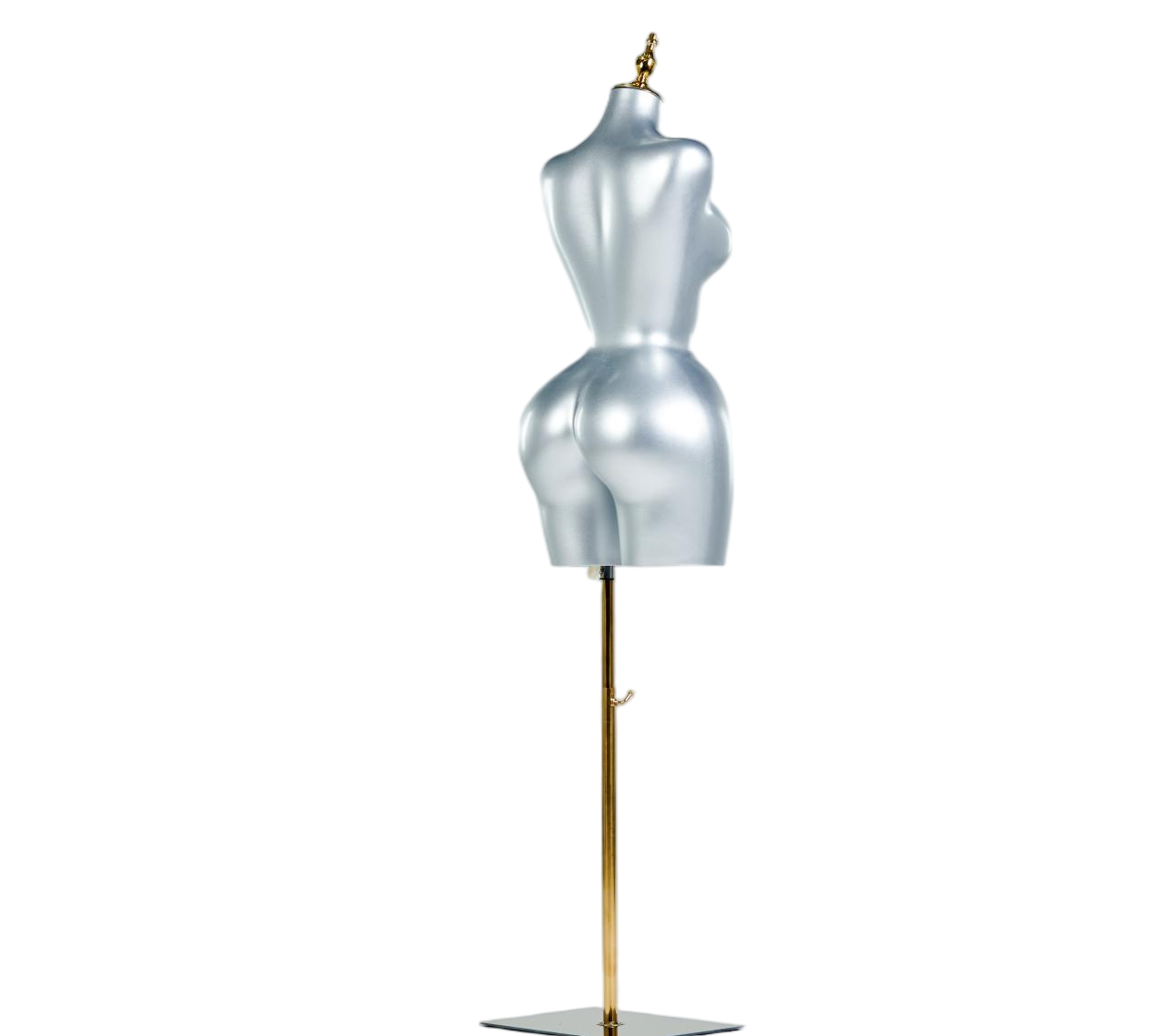Manequim feminino prateado de meio corpo