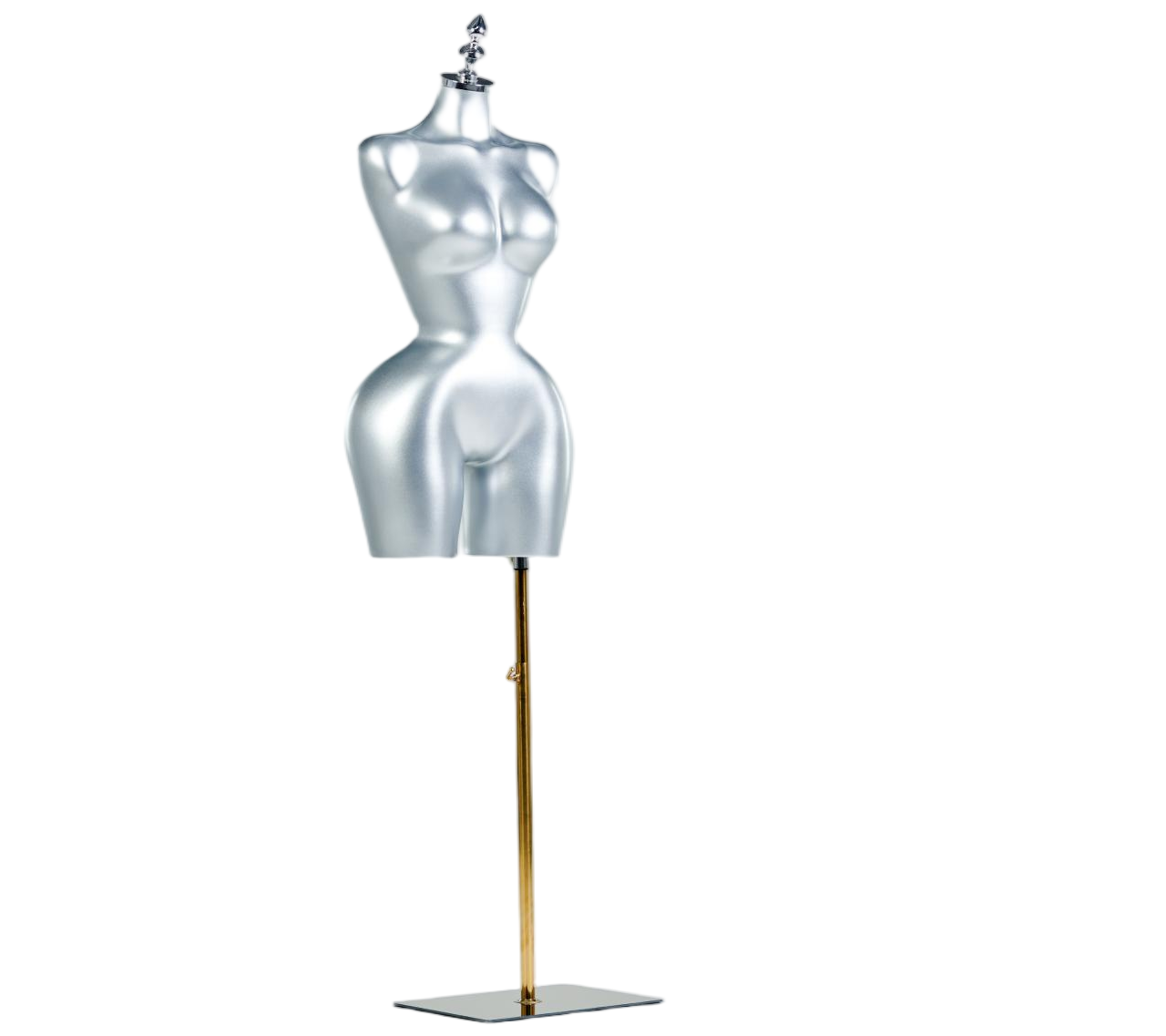 Manequim feminino prateado de meio corpo