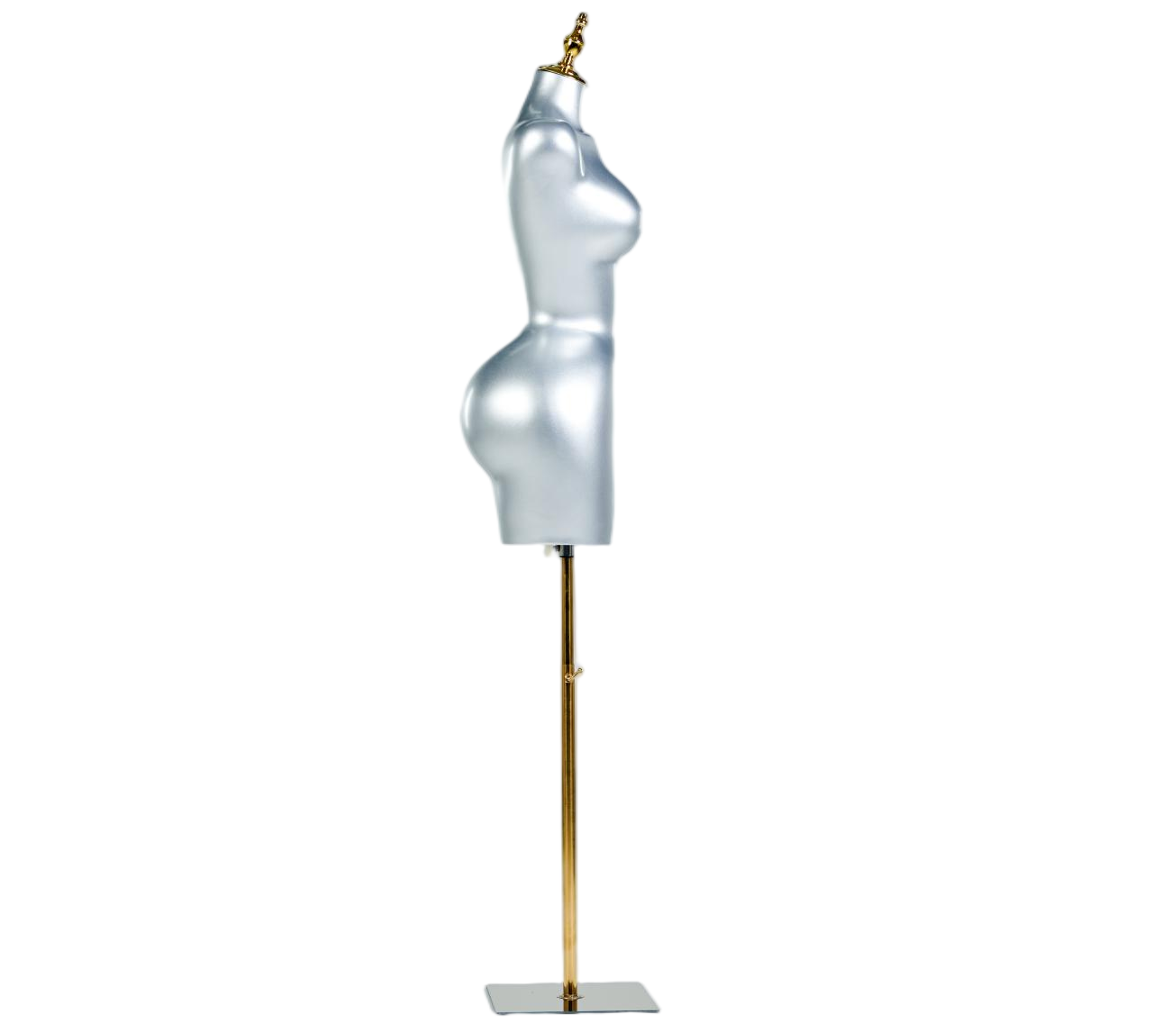 Manequim feminino prateado de meio corpo