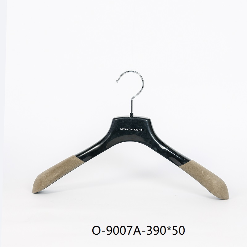 Refined Black Flocked-Shoulder Garment Display Hanger
