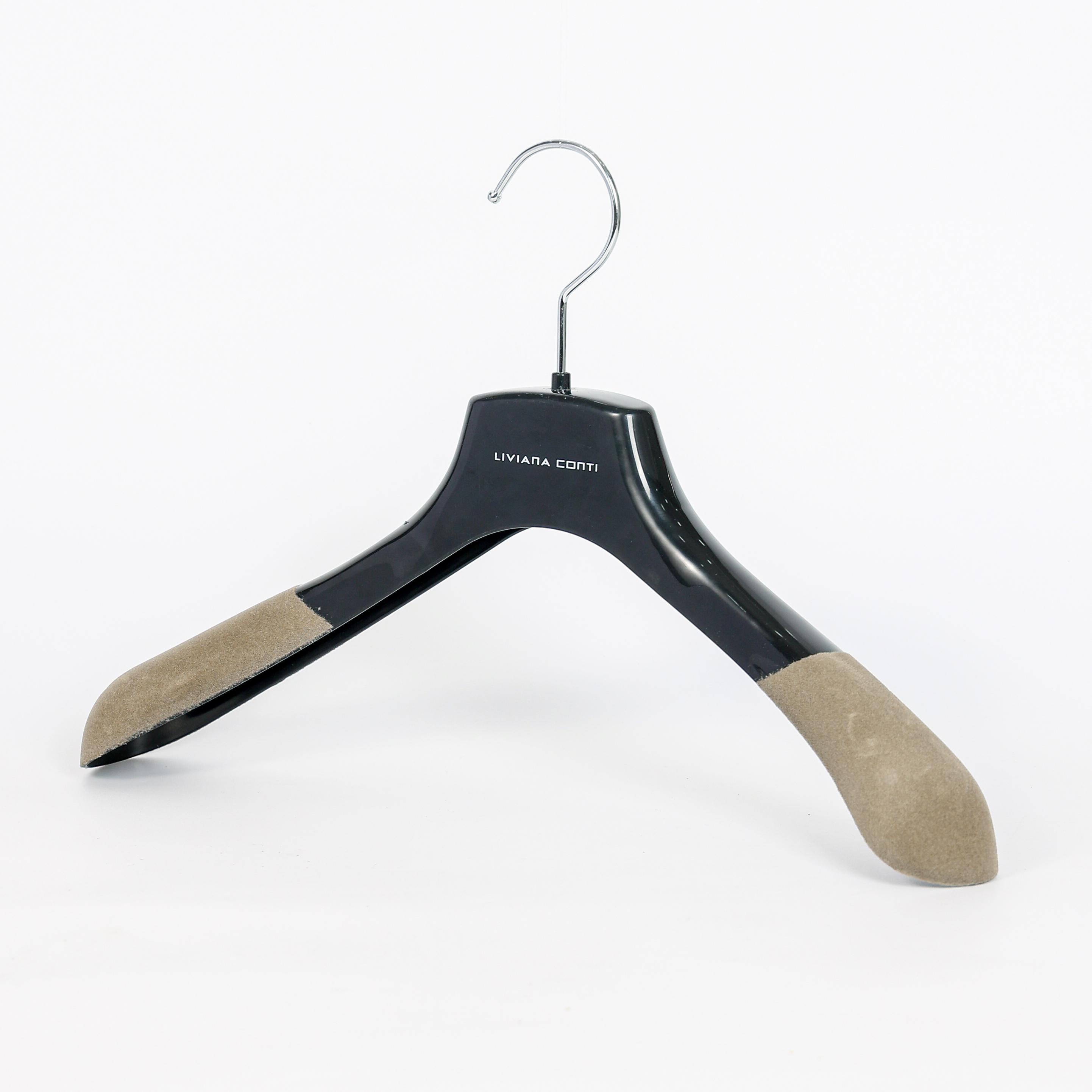 Refined Black Flocked-Shoulder Garment Display Hanger