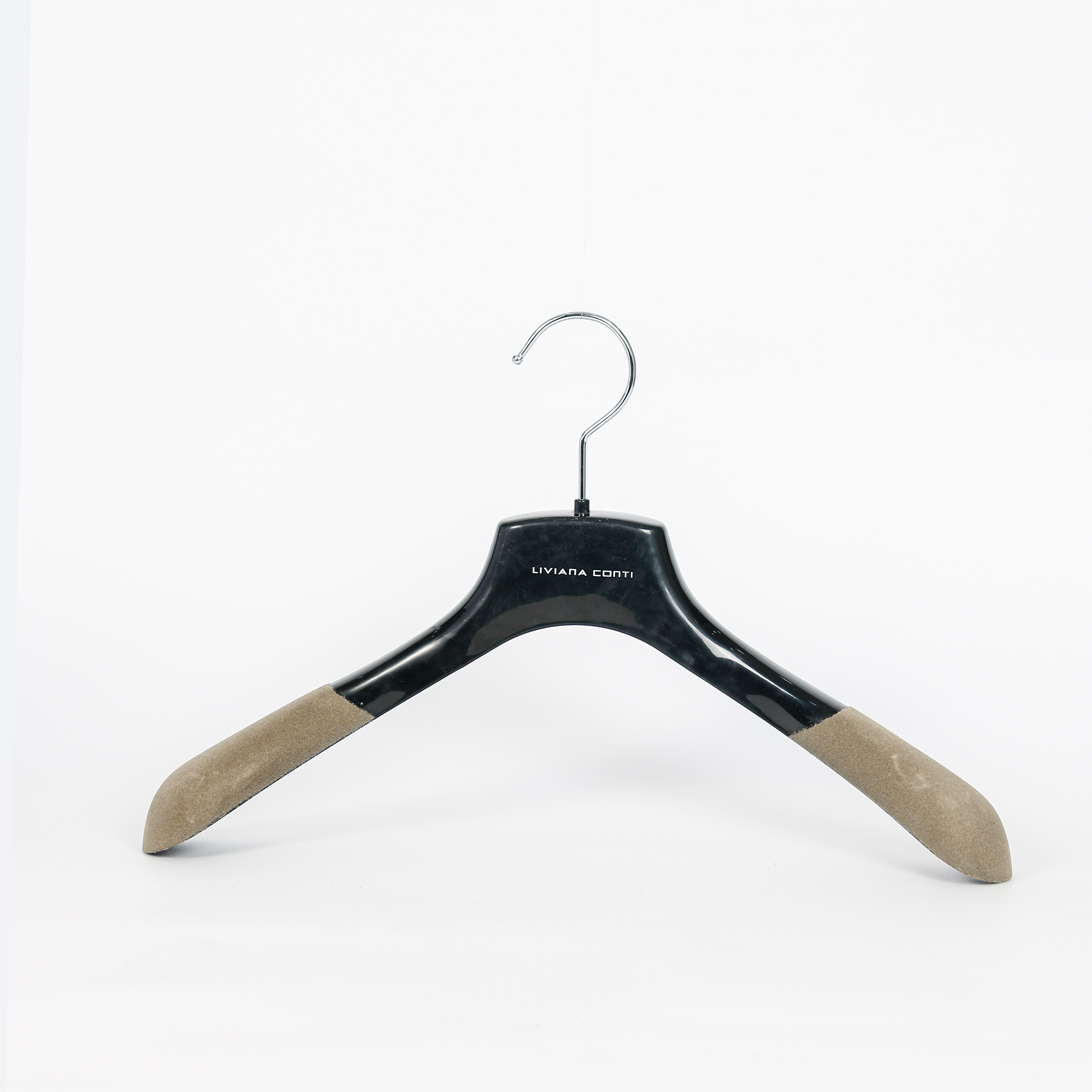 Refined Black Flocked-Shoulder Garment Display Hanger