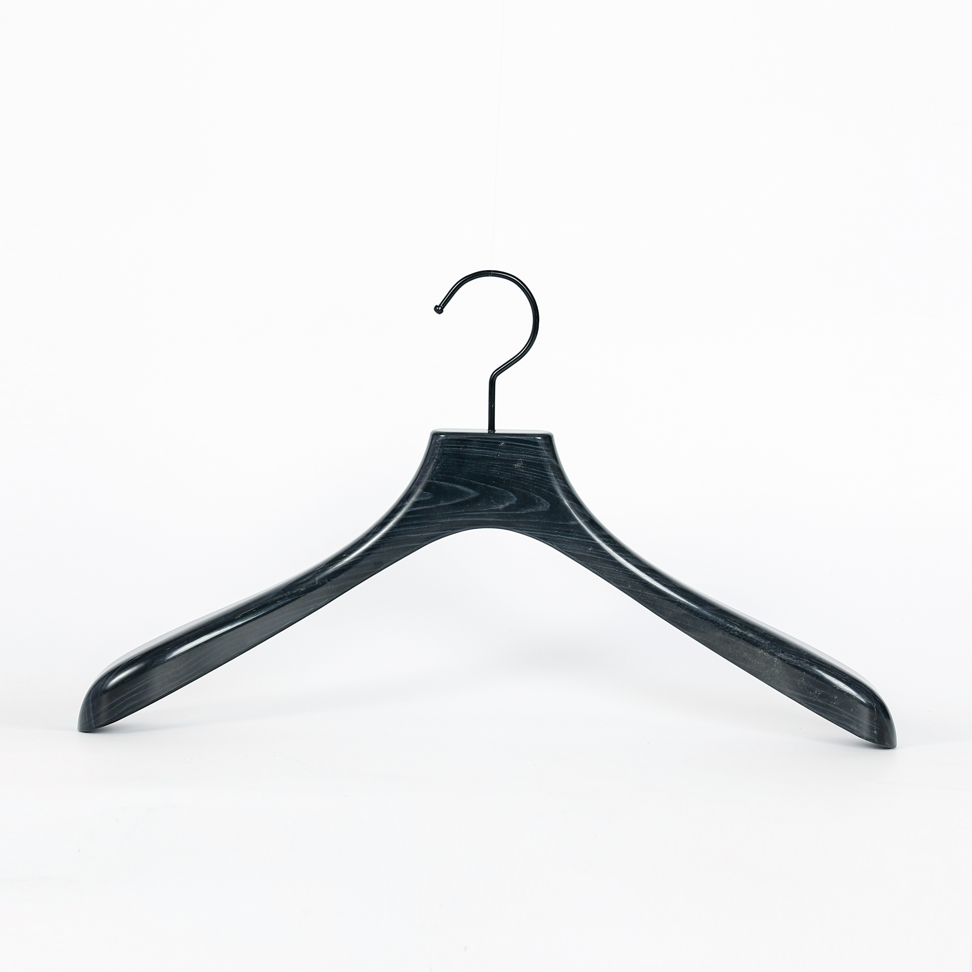 Black Timber-Grain Wide-Shoulder Coat & Suit Hanger
