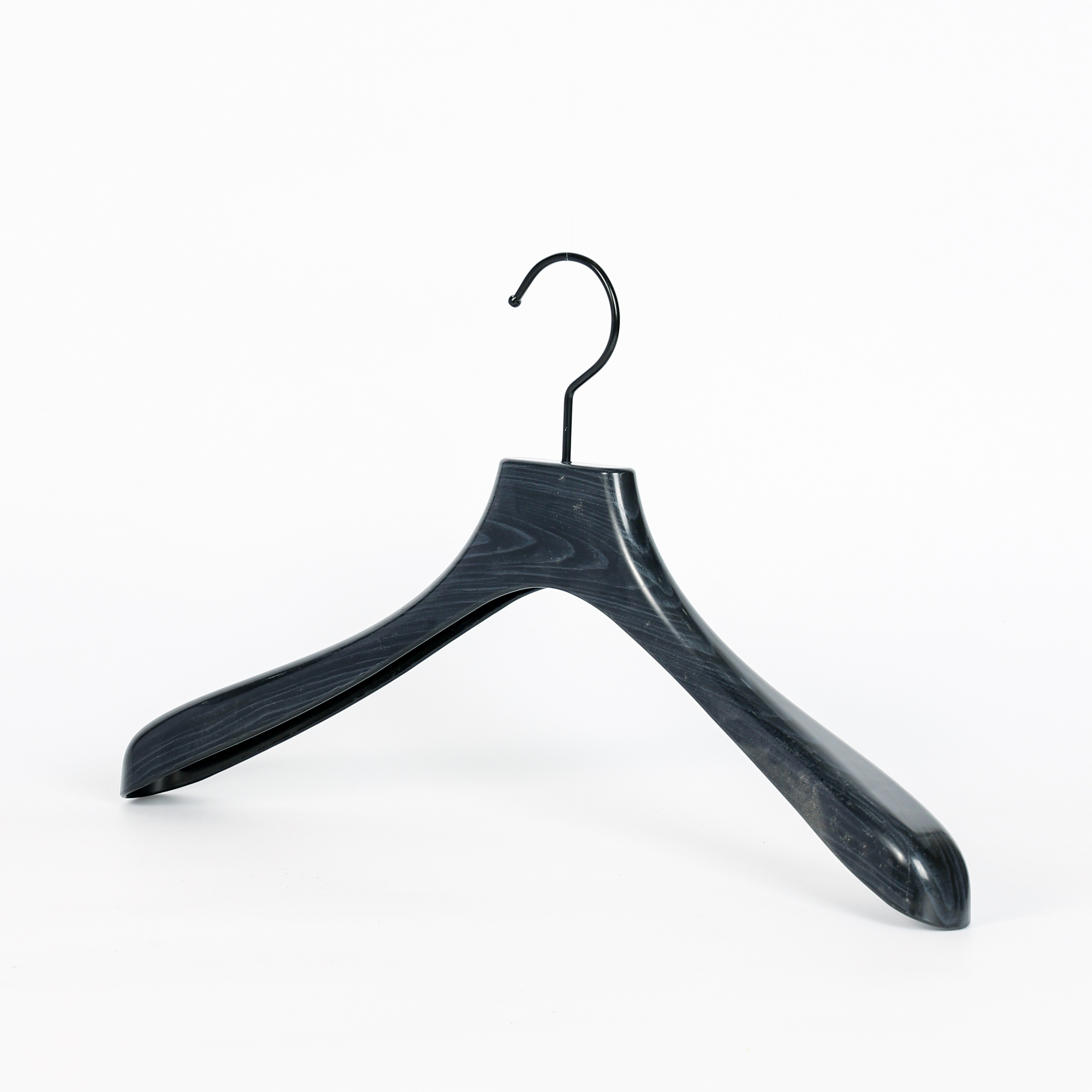 Black Timber-Grain Wide-Shoulder Coat & Suit Hanger