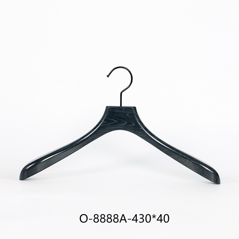 Black Timber-Grain Wide-Shoulder Coat & Suit Hanger